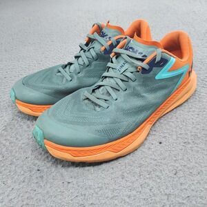 HOKA One One Zinal Trail Running Shoes Mens 10.5 D Teal Orange Vibram 1119399